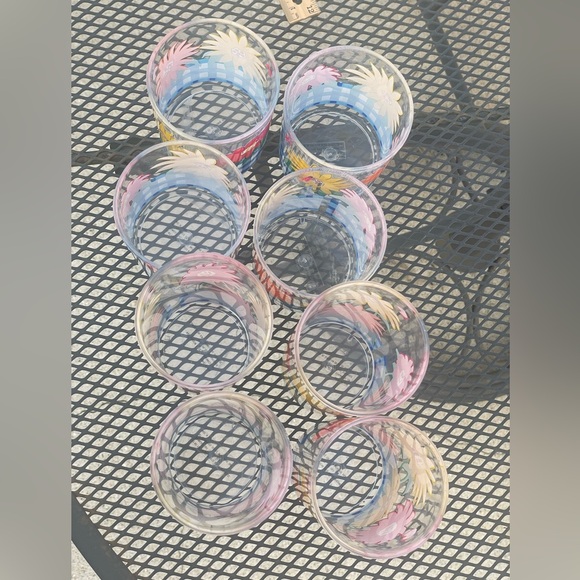 Vintage Signed 1993 AMC Acrylic Floral Pitcher/8 Two Sizes Tumblers Set READ - Picture 9 of 11